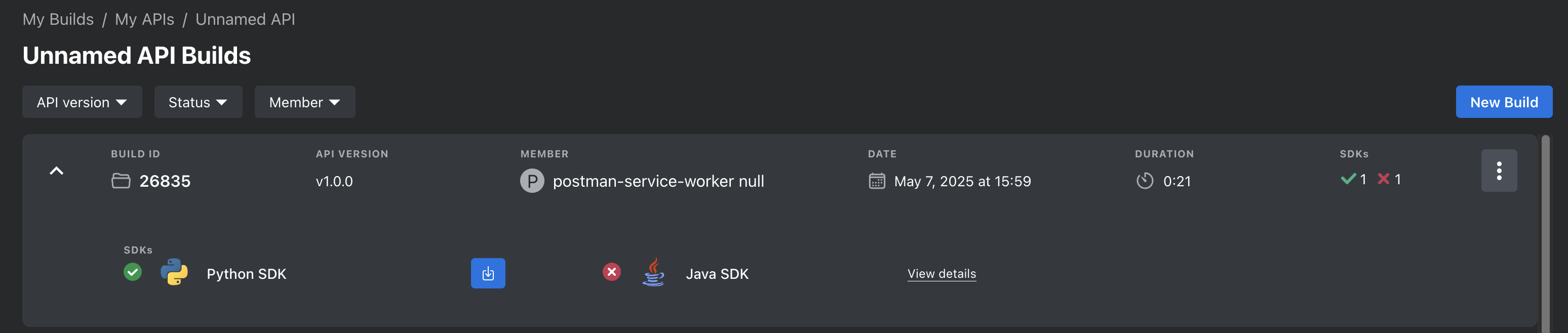 A screenshot of the liblab dashboard demonstrating where to see SDKs from within the liblab web application