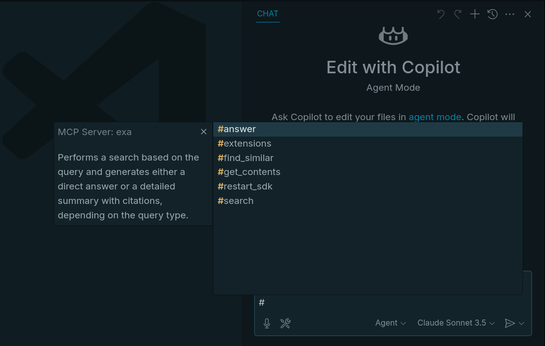 Using MCP tools in VSCode